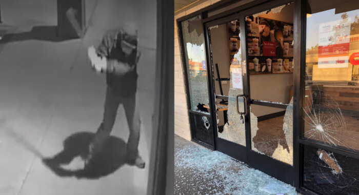 Hình ảnh camera quay lại một trong sáu cửa tiệm bị đâp